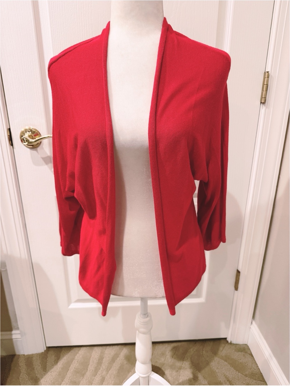 Neiman Marcus Red Open-Front Women's Sweater Cardigan